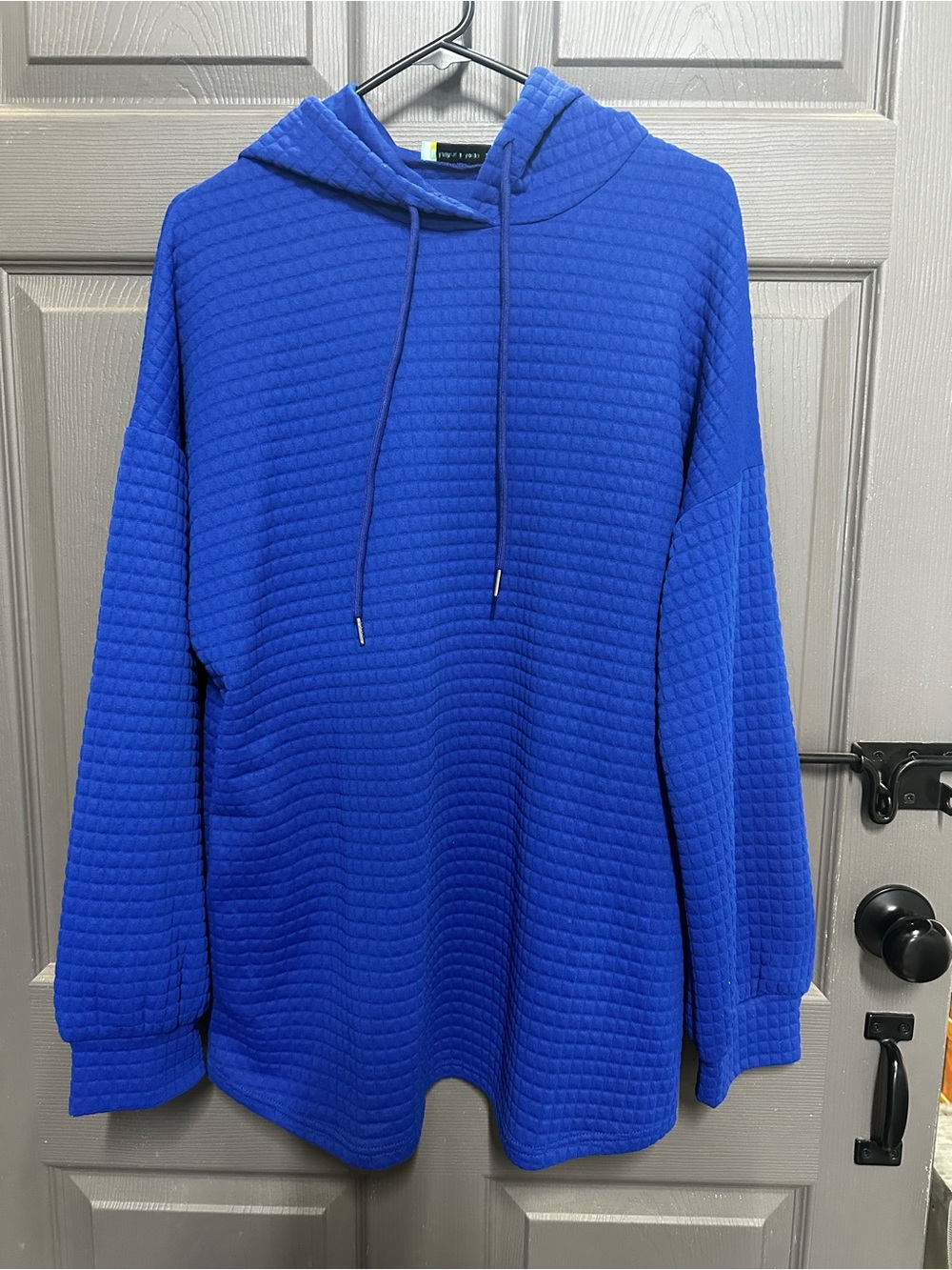 Women's Royal Blue Quilted Scoop-Neck Hoodie Sweater